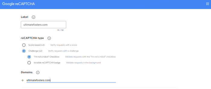 Setting up Google reCAPTCHA Keys - Ultimate Fosters