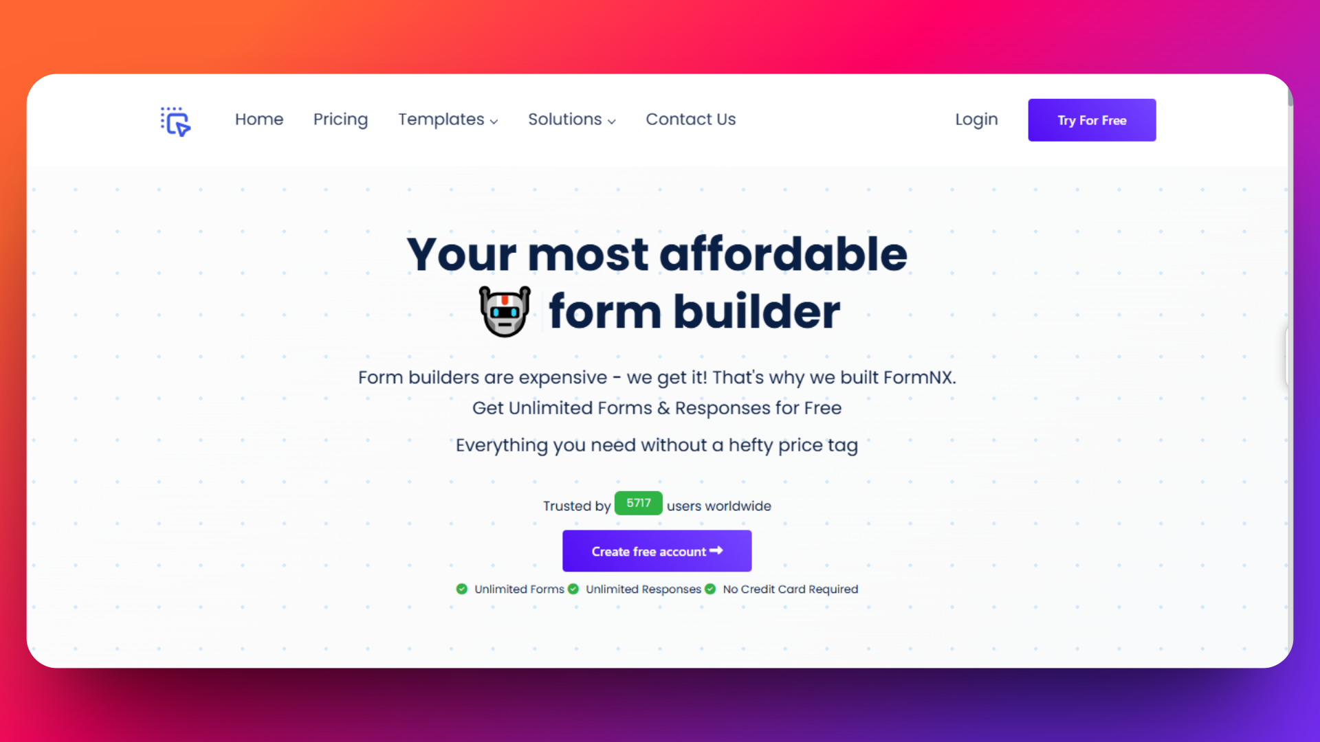 FormNX Landing Page